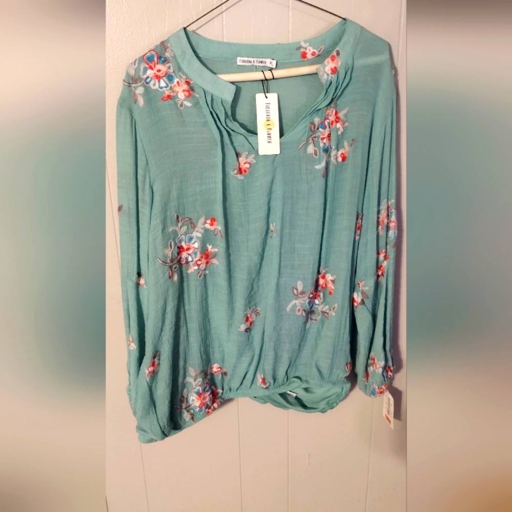 Sage Green Figueroa & Flower Women's Long Sleeve Top